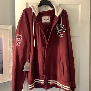 Red and Silver Varsity Sweatshirt with Hood